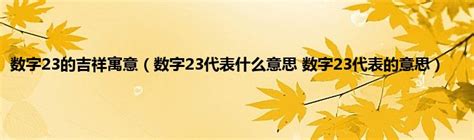 23 數字|23代表什么意思？